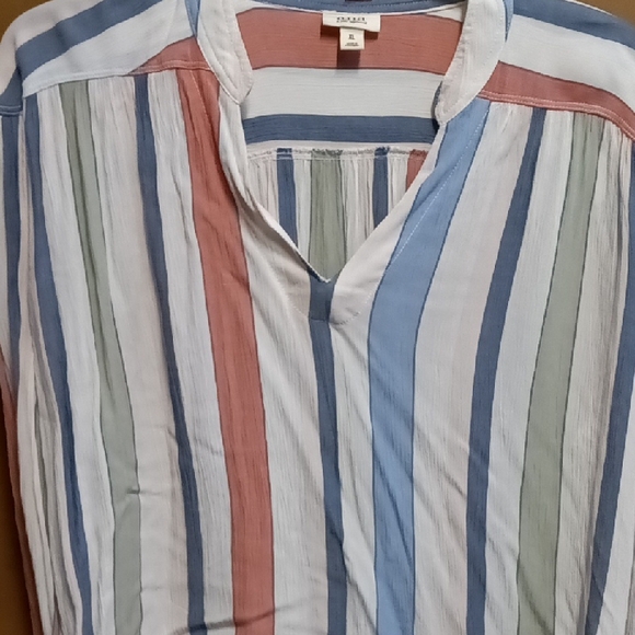 a.n.a Blue and Red Striped Blouse - Picture 3 of 4